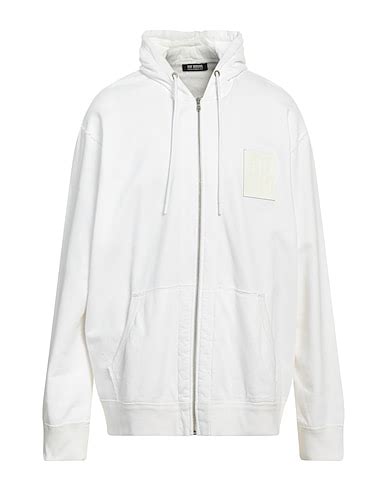 Hooded Track Jacket White Cotton Knit and Cashmere .